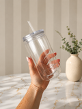 Custom Acrylic Snow Globe Libby Can – 16oz Reusable with Straw